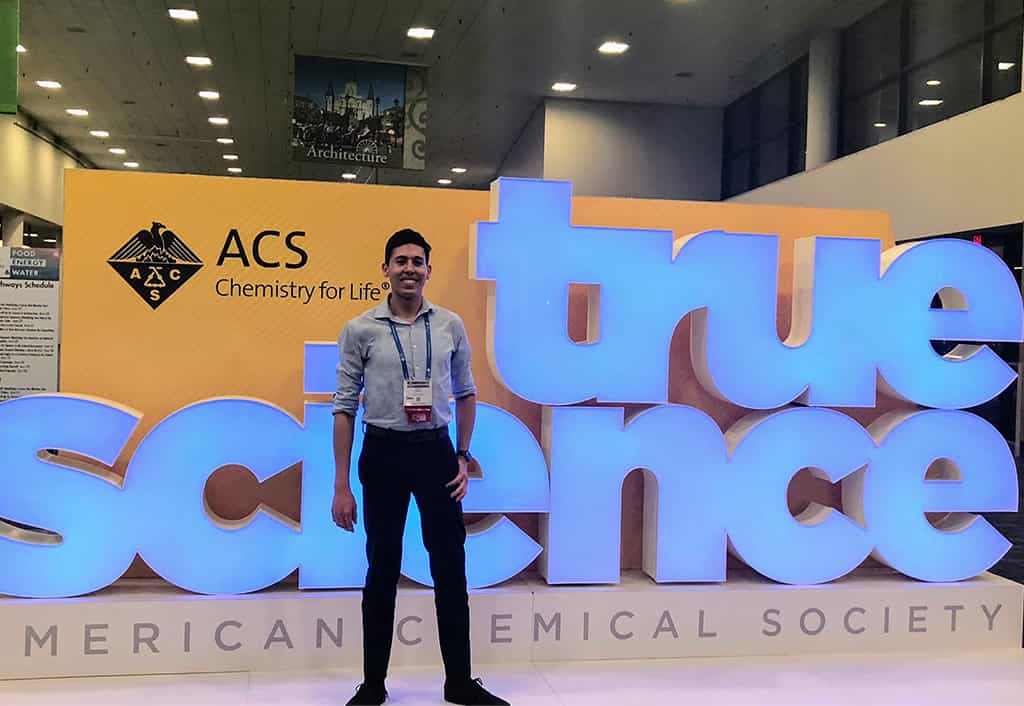 A picture of Joseph A. Romo after presenting two posters at the ACS 255th national meeting 